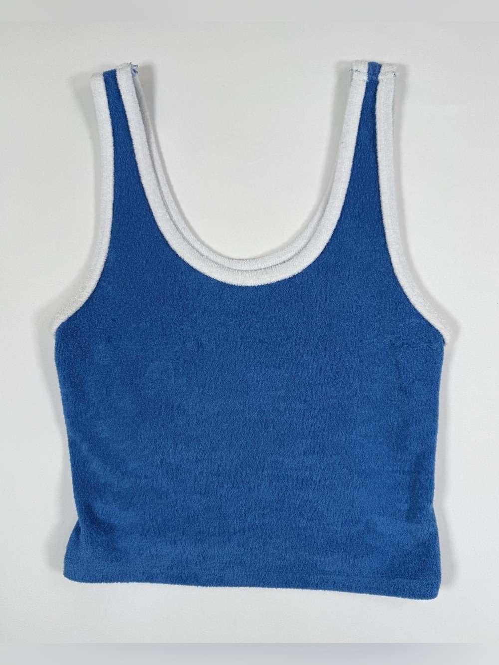 HOLLISTER Women’s Blue Terry Cloth Cropped Tank Top XS Y2K Beach Casual